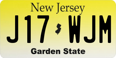 NJ license plate J17WJM