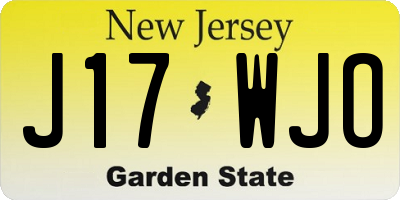 NJ license plate J17WJO