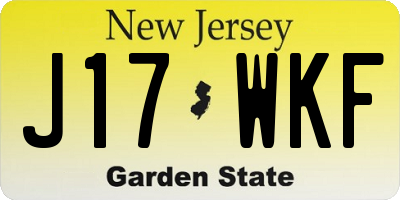 NJ license plate J17WKF