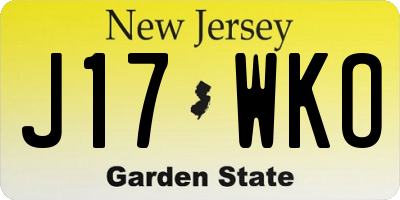 NJ license plate J17WKO
