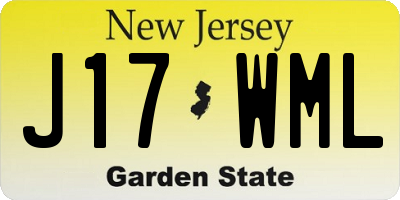 NJ license plate J17WML