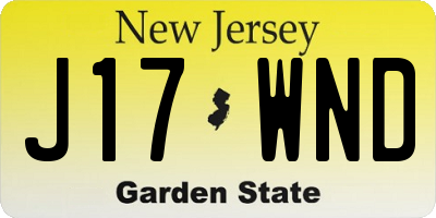 NJ license plate J17WND