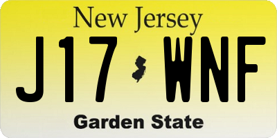 NJ license plate J17WNF