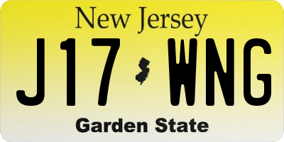 NJ license plate J17WNG