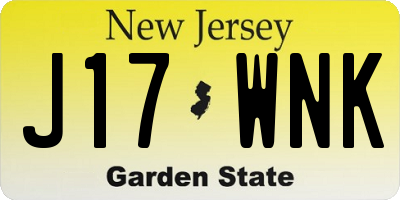 NJ license plate J17WNK