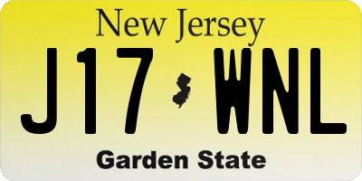 NJ license plate J17WNL