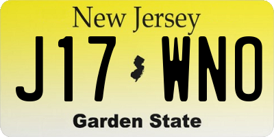 NJ license plate J17WNO