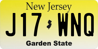 NJ license plate J17WNQ