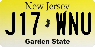 NJ license plate J17WNU