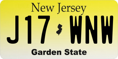 NJ license plate J17WNW