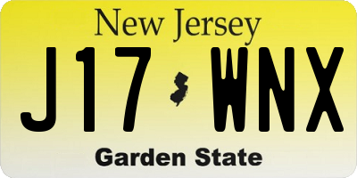 NJ license plate J17WNX