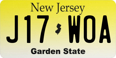 NJ license plate J17WOA