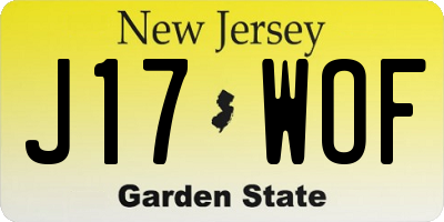 NJ license plate J17WOF