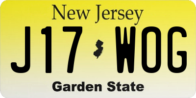 NJ license plate J17WOG