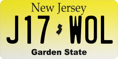 NJ license plate J17WOL