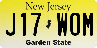 NJ license plate J17WOM