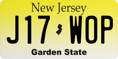 NJ license plate J17WOP