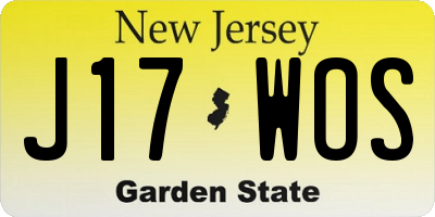 NJ license plate J17WOS