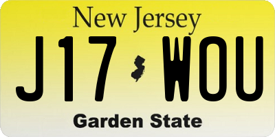 NJ license plate J17WOU