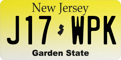 NJ license plate J17WPK