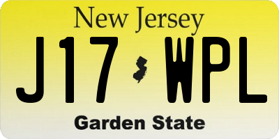 NJ license plate J17WPL