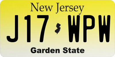 NJ license plate J17WPW