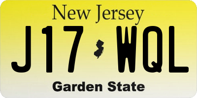 NJ license plate J17WQL