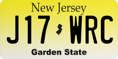 NJ license plate J17WRC