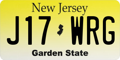 NJ license plate J17WRG