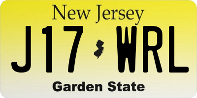 NJ license plate J17WRL