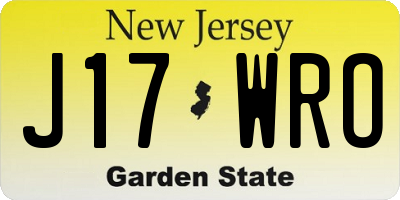 NJ license plate J17WRO