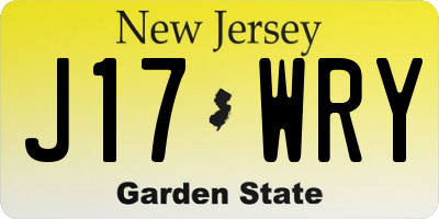 NJ license plate J17WRY