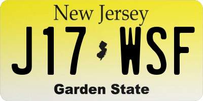 NJ license plate J17WSF