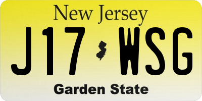 NJ license plate J17WSG