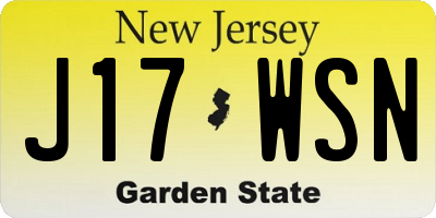 NJ license plate J17WSN