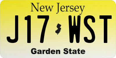 NJ license plate J17WST