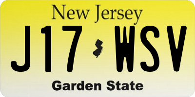 NJ license plate J17WSV