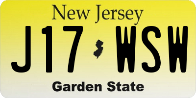 NJ license plate J17WSW