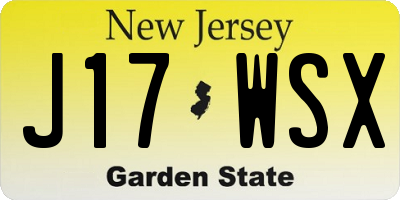 NJ license plate J17WSX