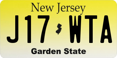 NJ license plate J17WTA