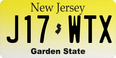 NJ license plate J17WTX