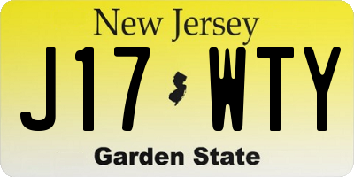 NJ license plate J17WTY
