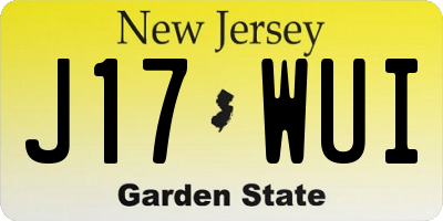 NJ license plate J17WUI