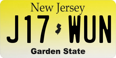 NJ license plate J17WUN