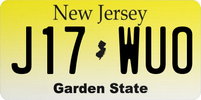 NJ license plate J17WUO