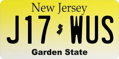 NJ license plate J17WUS