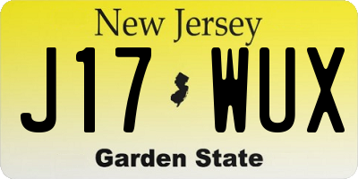 NJ license plate J17WUX