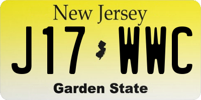 NJ license plate J17WWC