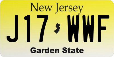 NJ license plate J17WWF