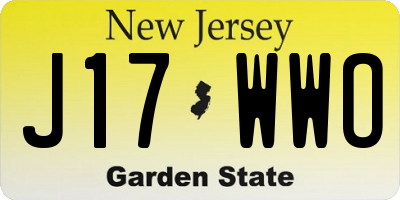 NJ license plate J17WWO